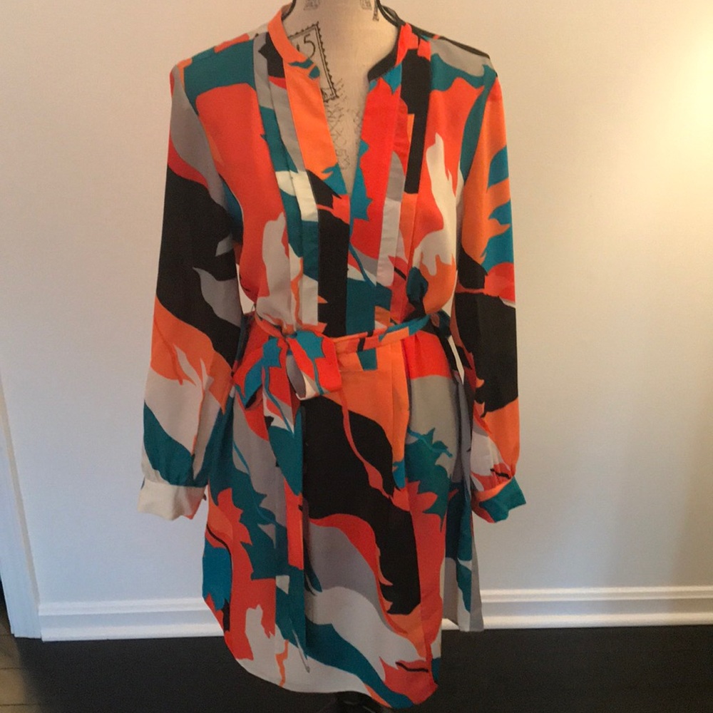 Banana Republic multicolored tunic dress+belt sz14